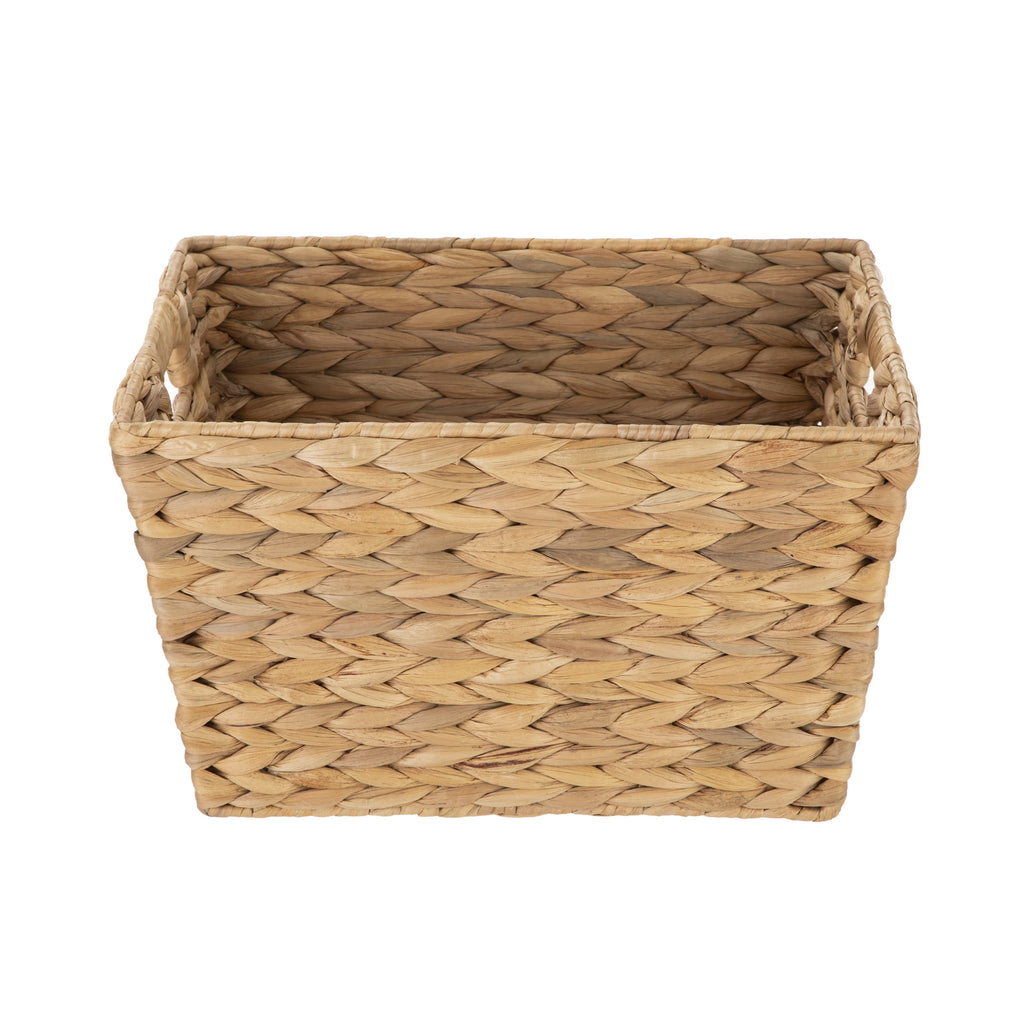 Better Homes & Gardens Large Water Hyacinth Decorative Storage Basket with Handles, 14 in x 11 in x 8.5 in