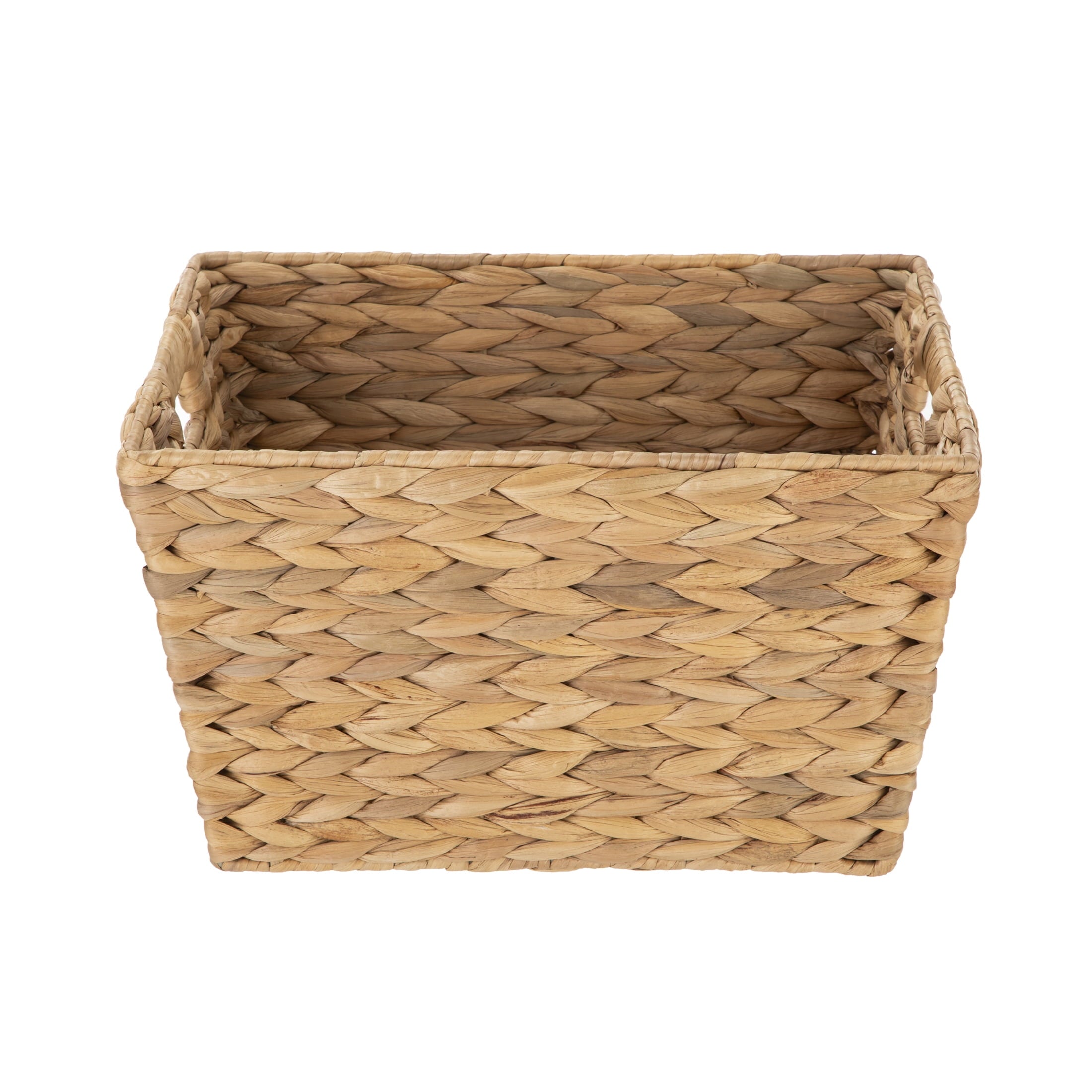 Better Homes & Gardens Large Water Hyacinth Decorative Storage Basket with Handles, 14 in x 11 in x 8.5 in