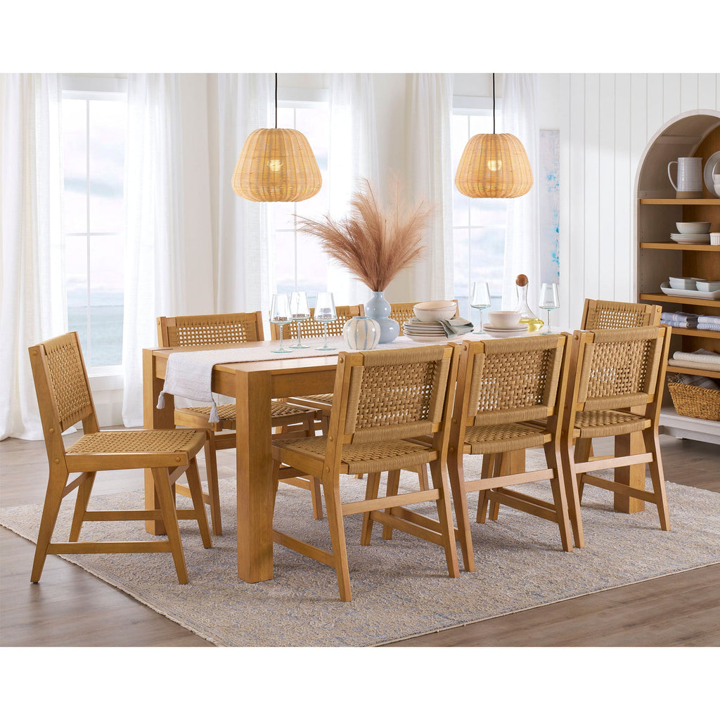 Better Homes & Gardens Vista Woven Coastal Dining Chairs 2 Pack, Light Honey Finish