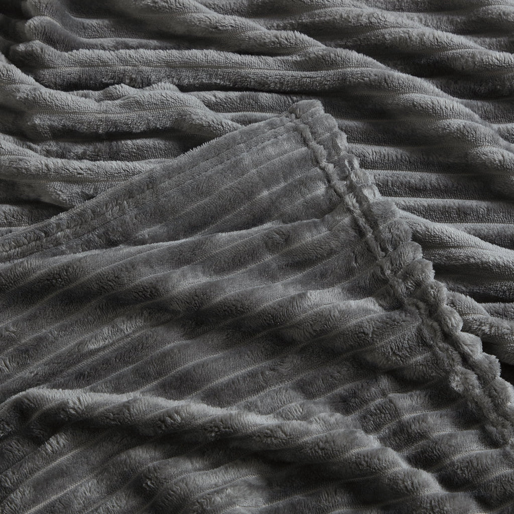 Nestl Cut Plush Fleece Blanket, Soft Lightweight Fuzzy Luxury Throw Size Bed Blankets for Bed, Throw, Gray
