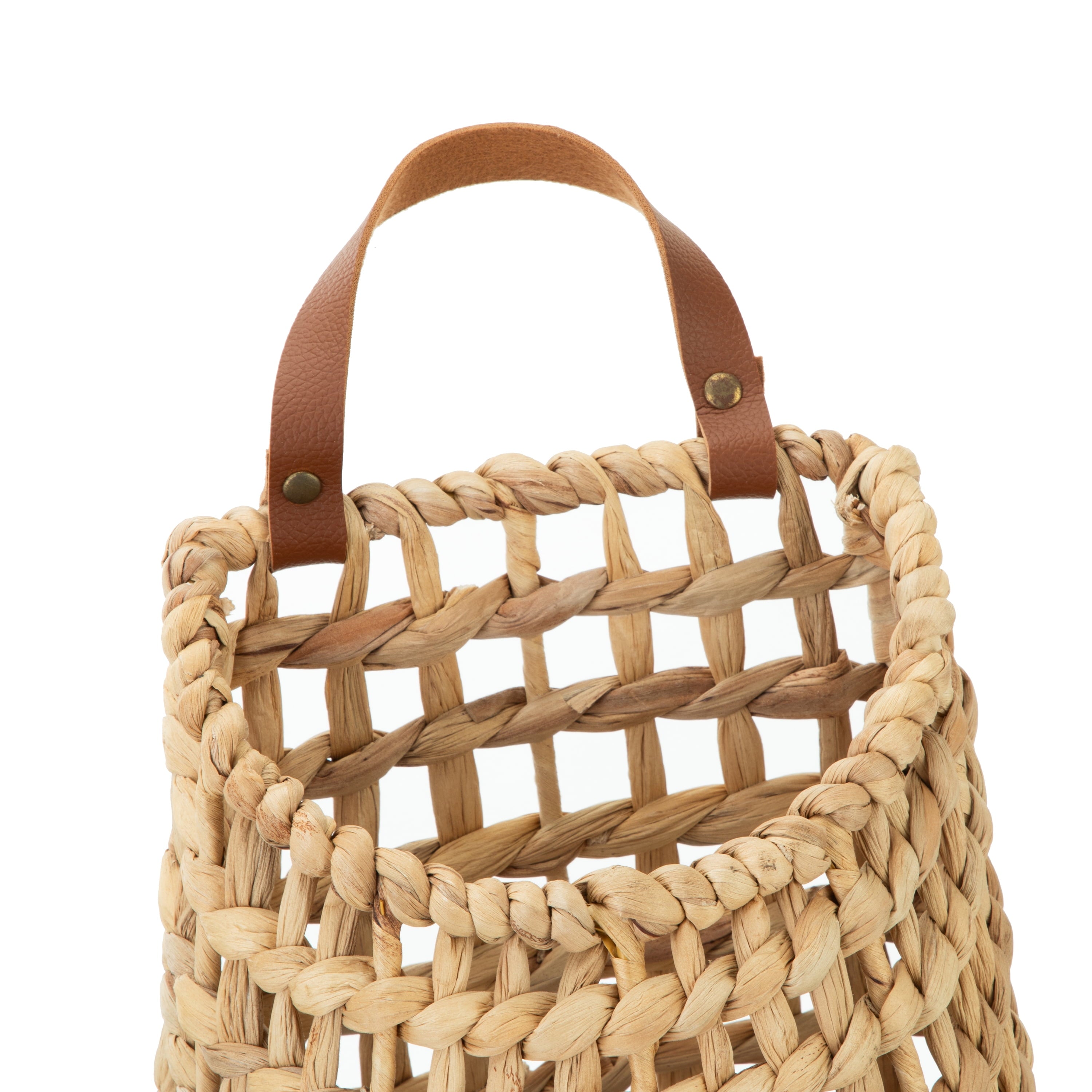 Better Homes & Gardens Water Hyacinth Hanging Basket with Faux Leather Strap