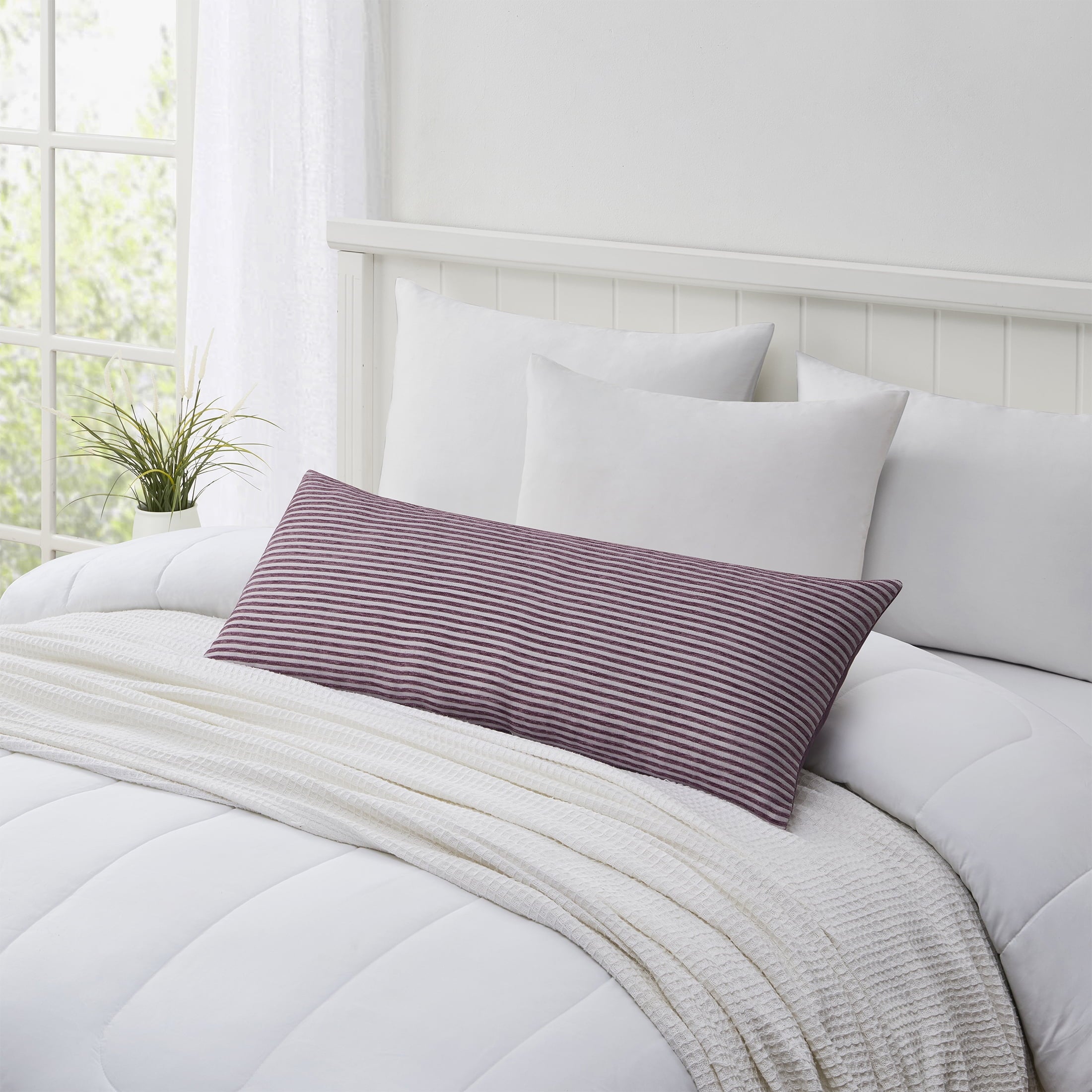 Mainstays 14" x 36" Violet Yarn Dyed Stripe Lumbar Decorative Pillow