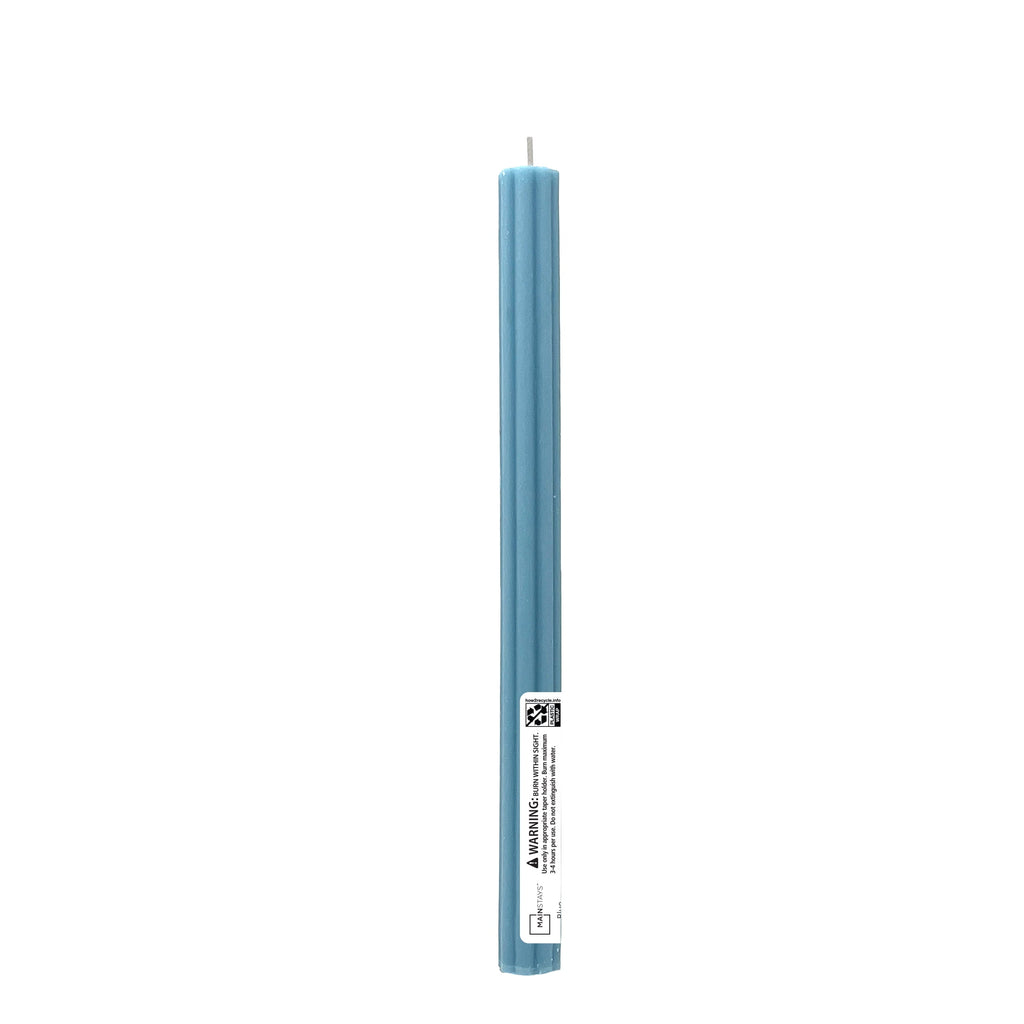 Mainstays Paraffin Wax 10" Ribbed Taper Candle, Unscented, Blue
