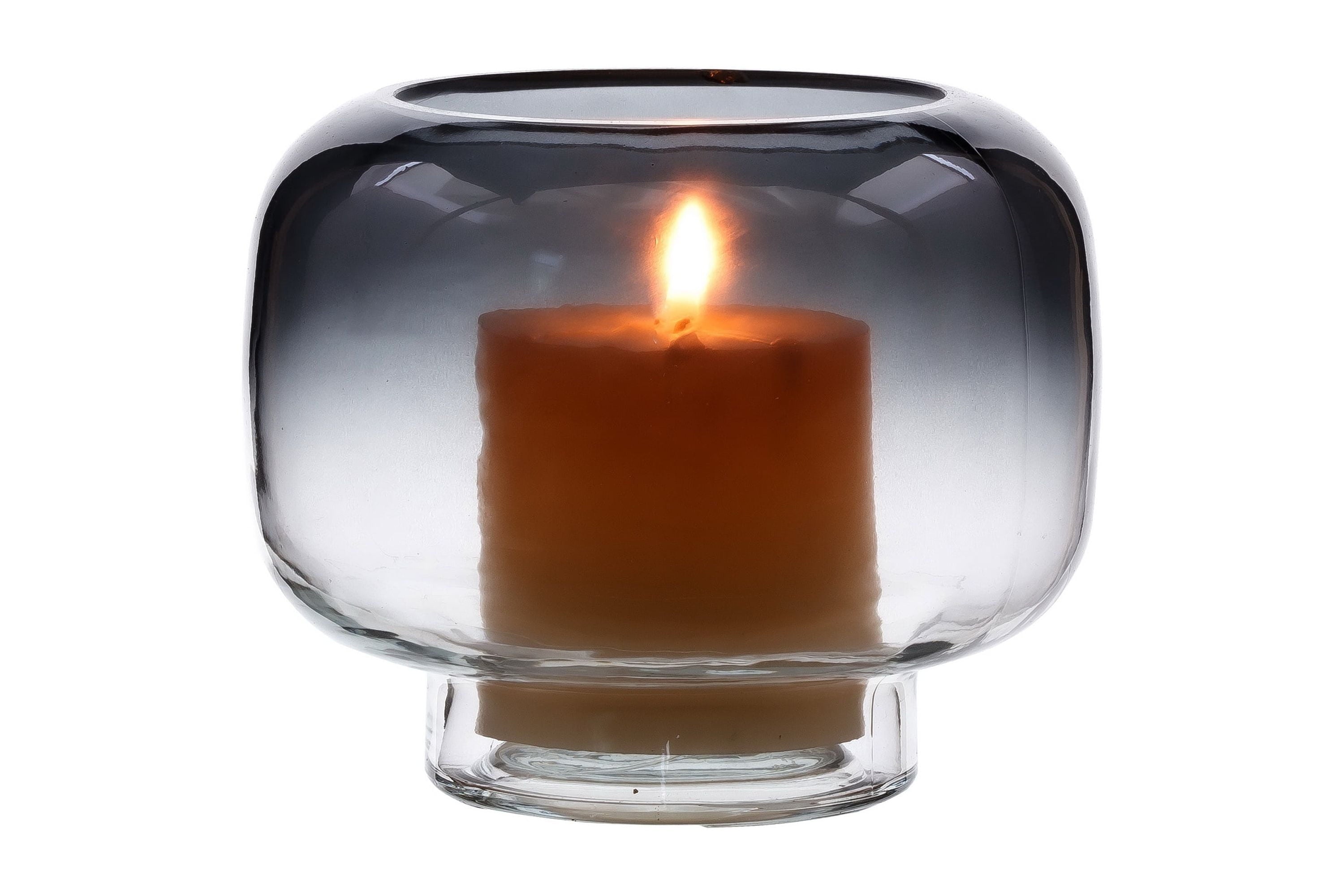 Mainstays 5.2" Smoke Ombre Glass Hurricane Pillar Candle Holder Small