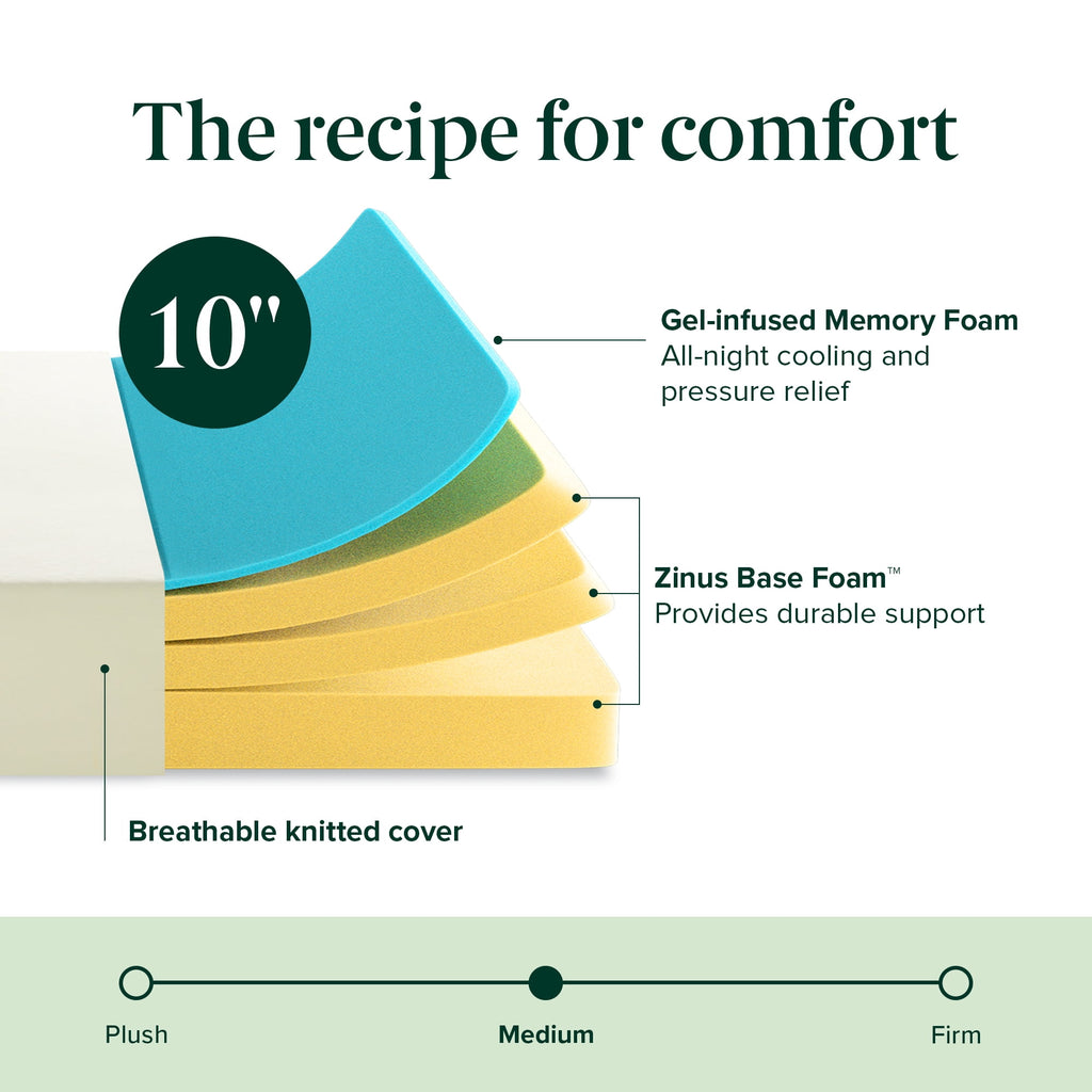 Zinus Gel Airflow 10" Tight Top Memory Foam Mattress CertiPUR-US Certified, Queen