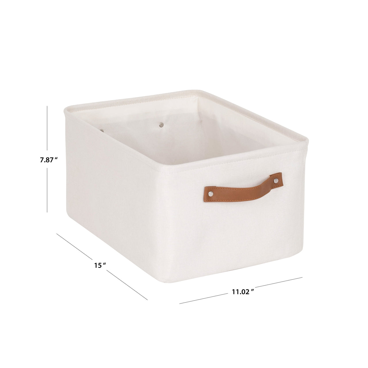 Mainstays Natural Canvas Fabric Decorative Storage Basket with Handles, 15 in x 8 in x 11 in