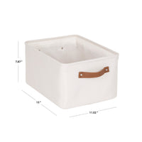 Mainstays Natural Canvas Fabric Decorative Storage Basket with Handles, 15 in x 8 in x 11 in