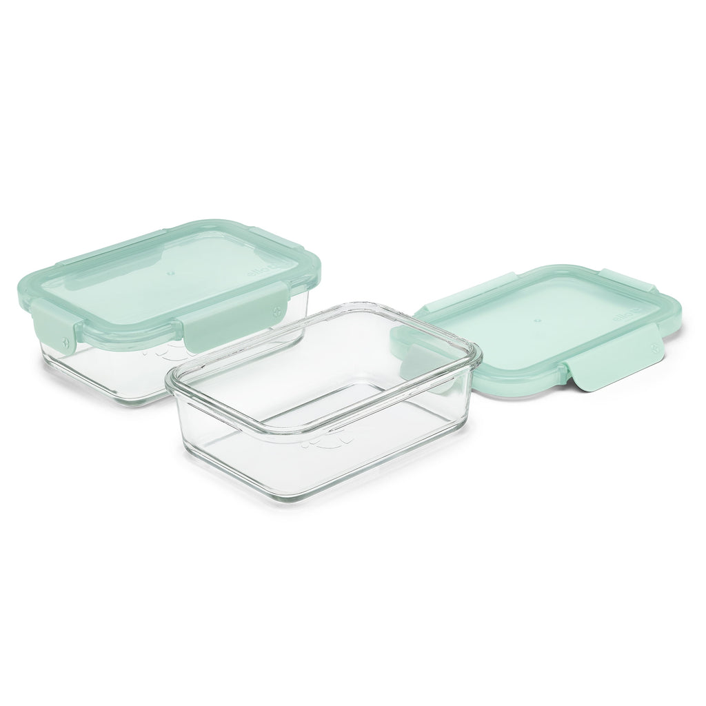 Ello Color Lock 3.4 Cup 2 Pack Glass Meal Prep Containers with Locking Lids