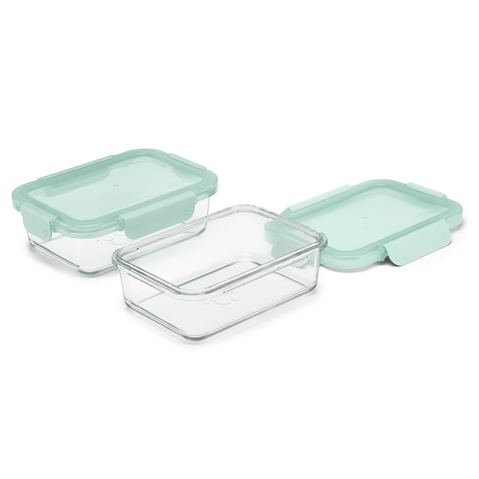 Ello Color Lock 3.4 Cup 2 Pack Glass Meal Prep Containers with Locking Lids