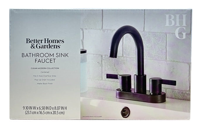 Better Homes & Gardens Clean Modern 4" Centerset Bathroom Faucet in Matte Black