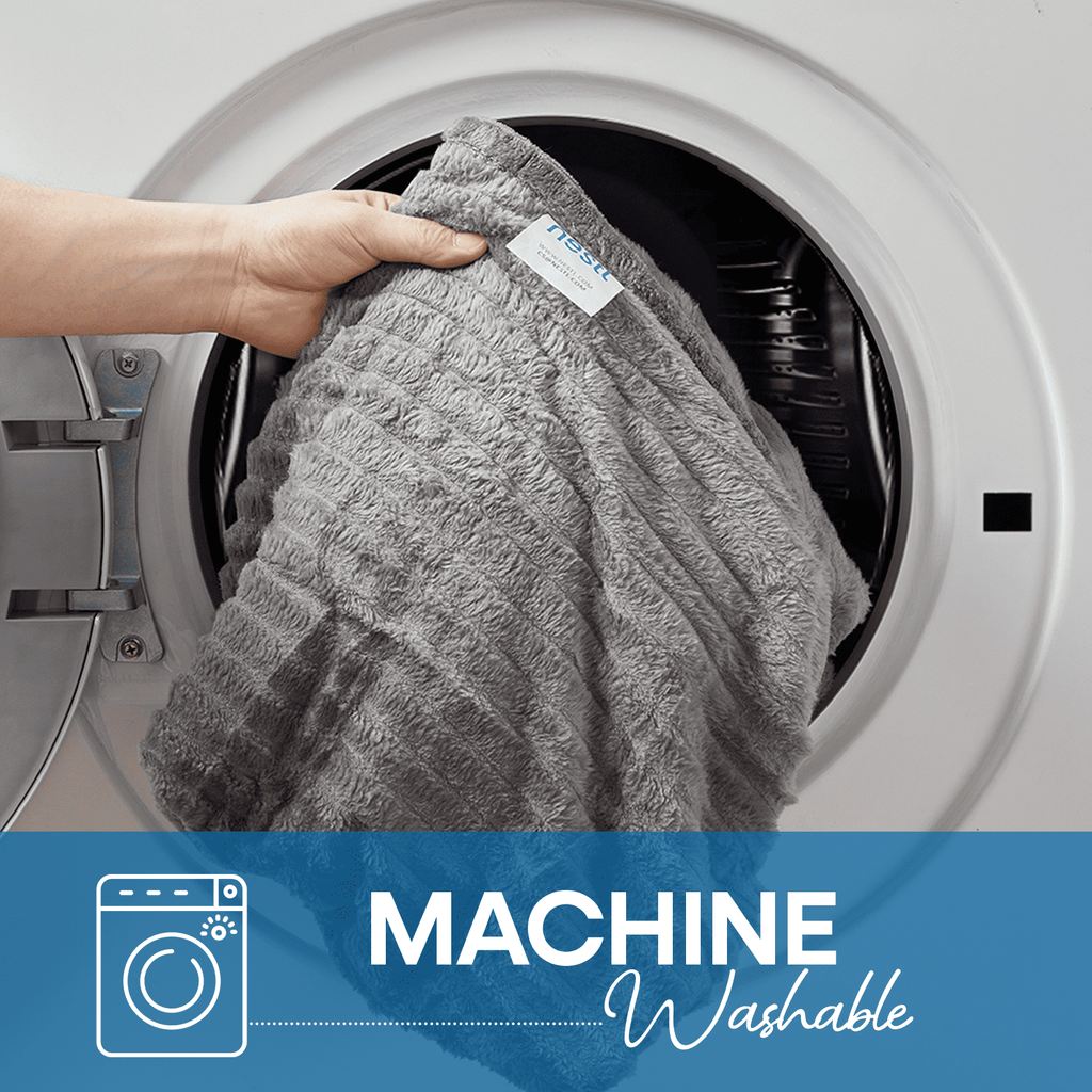 Nestl Cut Plush Fleece Blanket, Soft Lightweight Fuzzy Luxury Throw Size Bed Blankets for Bed, Throw, Gray