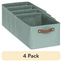 Mainstays Natural Canvas Fabric Decorative Storage Basket with Handles, 15 in x 8 in x 11 in