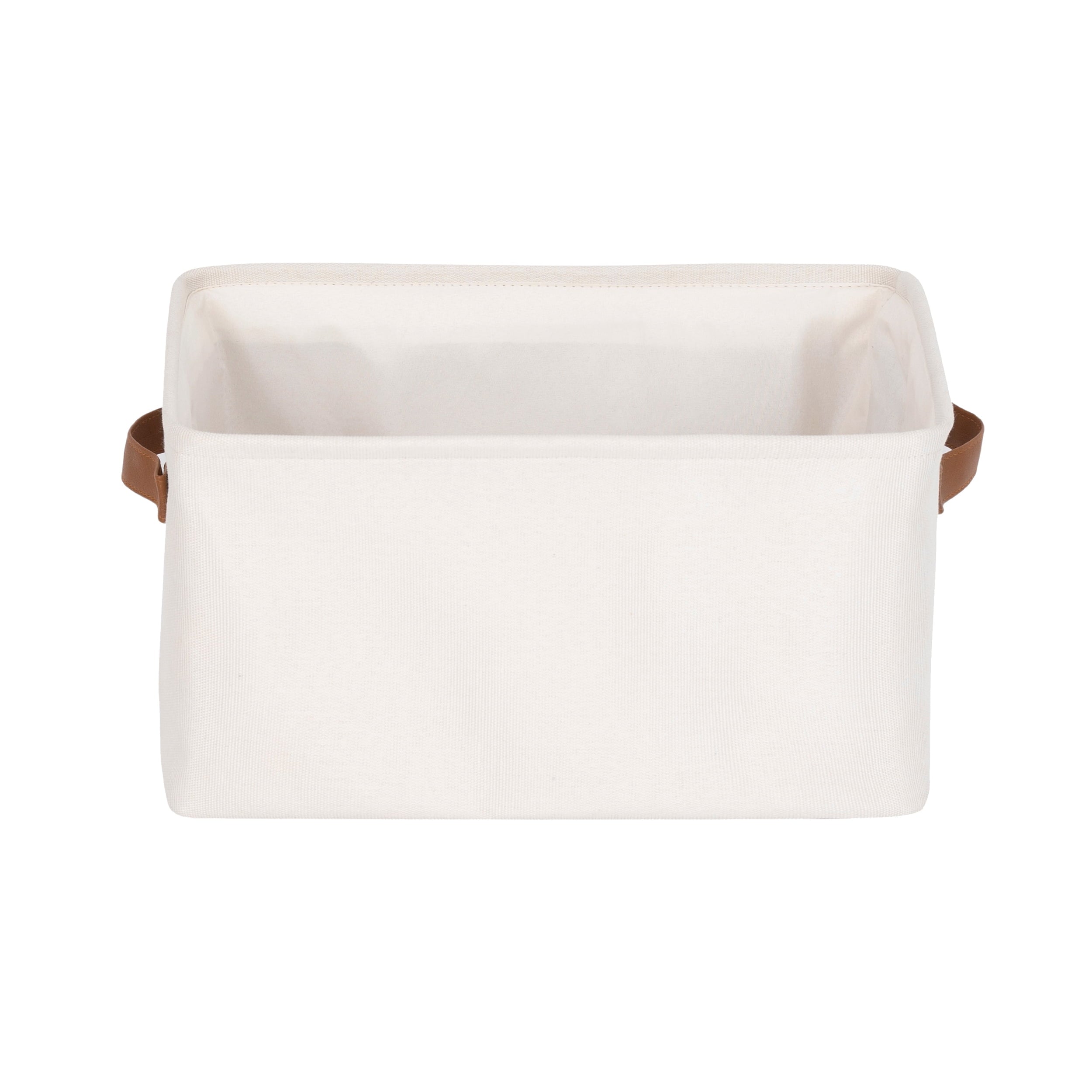 Mainstays Natural Canvas Fabric Decorative Storage Basket with Handles, 15 in x 8 in x 11 in