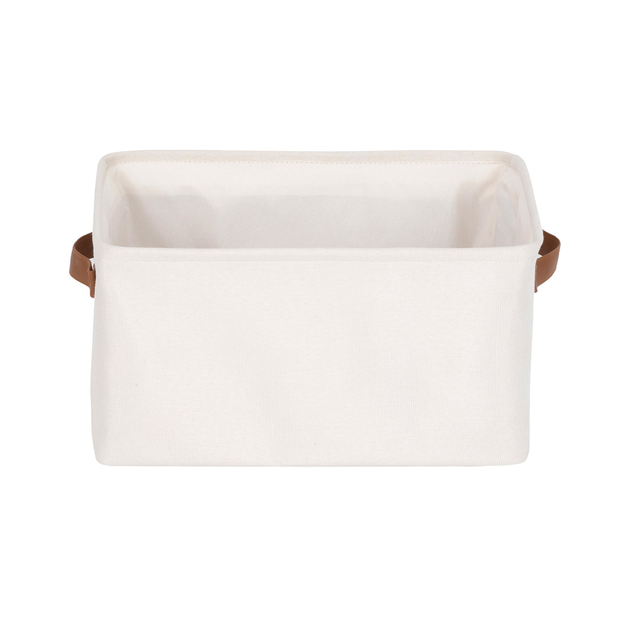 Mainstays Natural Canvas Fabric Decorative Storage Basket with Handles, 15 in x 8 in x 11 in