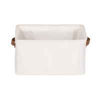 Mainstays Natural Canvas Fabric Decorative Storage Basket with Handles, 15 in x 8 in x 11 in