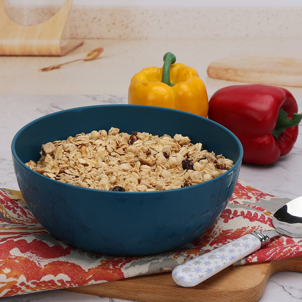 Mainstays - Navy Round Plastic Cereal Bowl, Interwoven Braided Etched, 38-Ounce