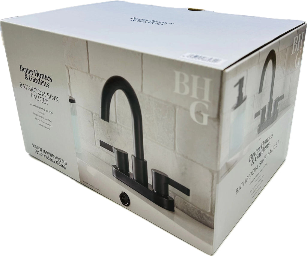 Better Homes & Gardens Clean Modern 4" Centerset Bathroom Faucet in Matte Black