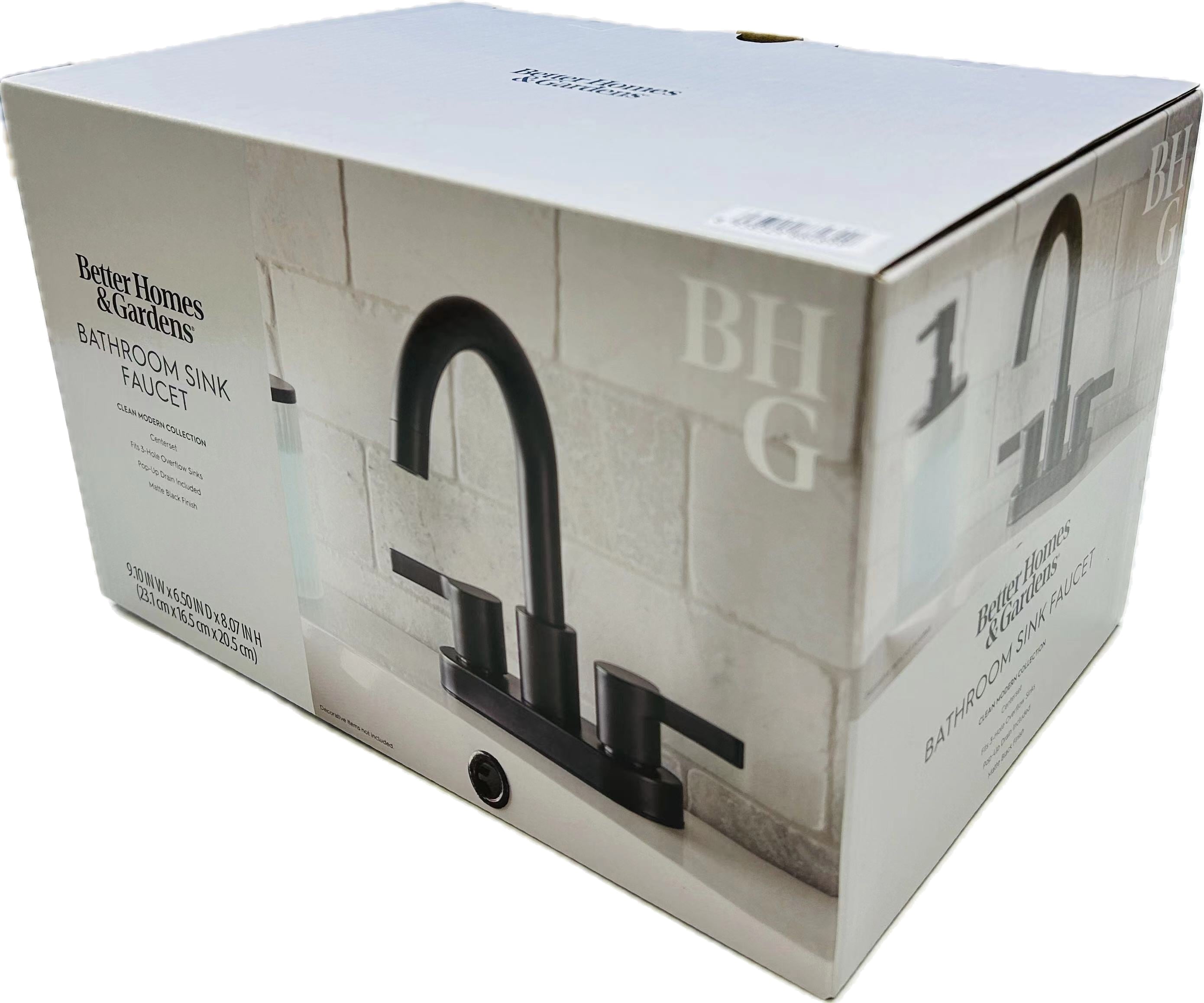 Better Homes & Gardens Clean Modern 4" Centerset Bathroom Faucet in Matte Black