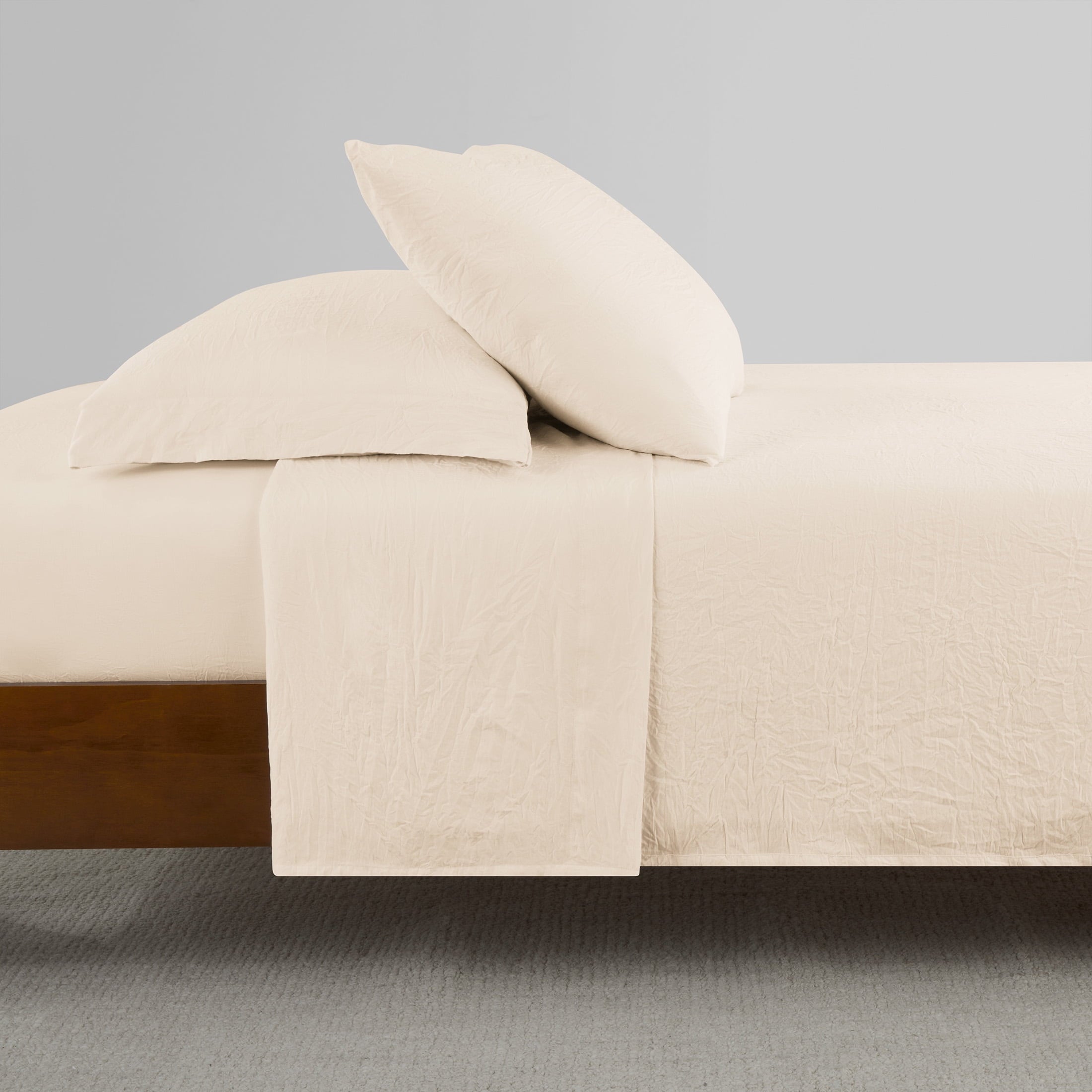 Mainstays Enzyme Washed Microfiber Bed Sheet Set, Vanilla Dream, Queen, 4-Pieces