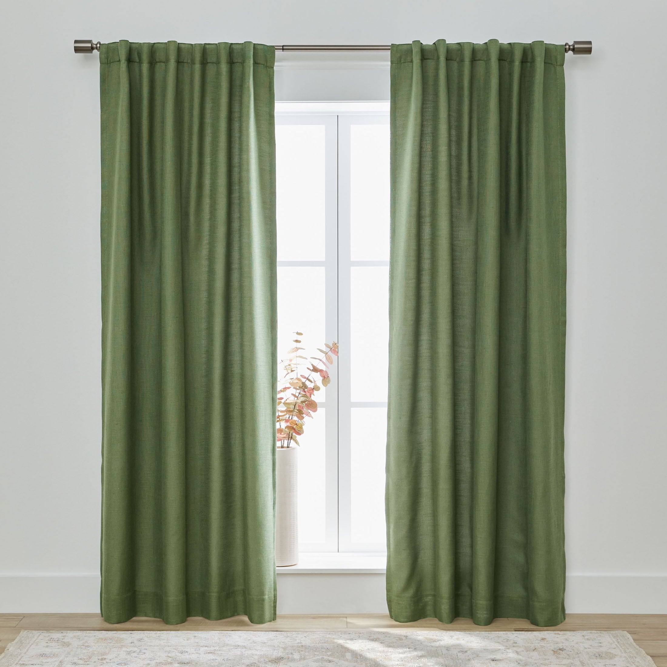 Better Homes & Gardens 100% Blackout Linen Blend Single Curtain, 50x84, Dark Cilantro