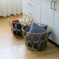 Better Homes & Gardens Extra Large Brown Poly Rattan Storage Baskets with Handles, Set of 2