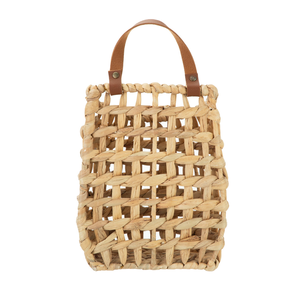 Better Homes & Gardens Water Hyacinth Hanging Basket with Faux Leather Strap