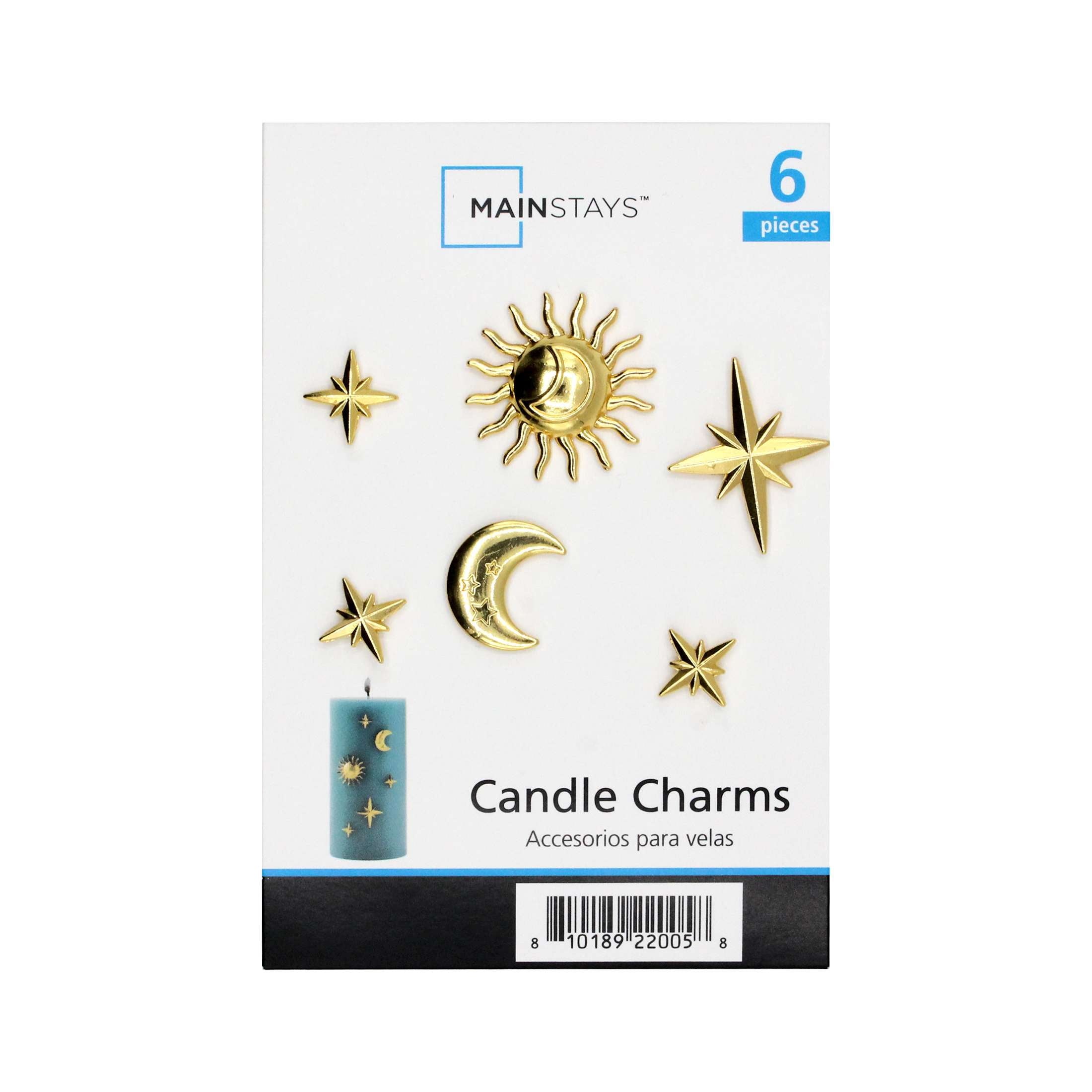 Mainstays Celestial Candle Charms 6 Piece Set for Flute, Pillar and Votive Candles