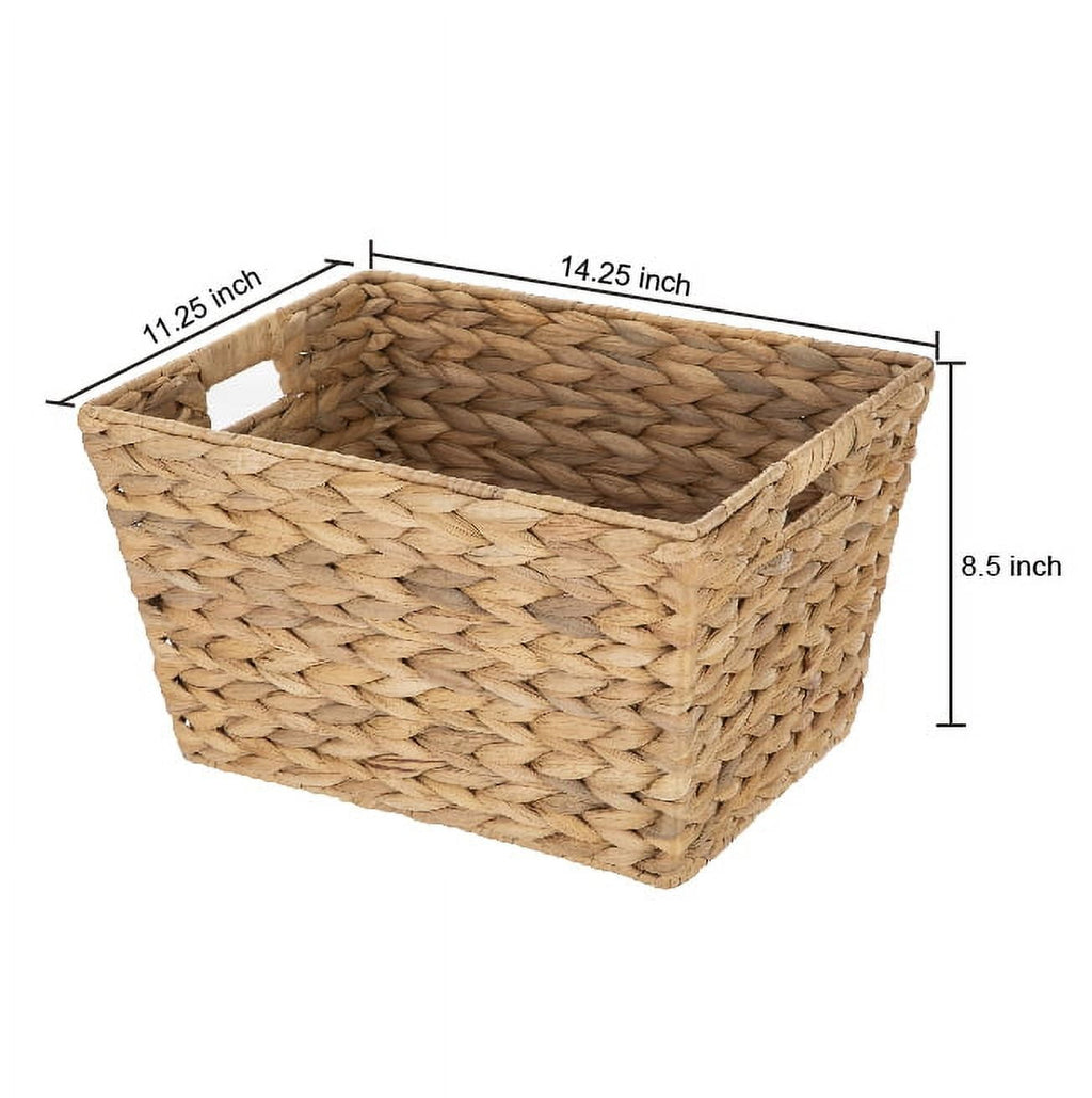 Better Homes & Gardens Large Water Hyacinth Decorative Storage Basket with Handles, 14 in x 11 in x 8.5 in