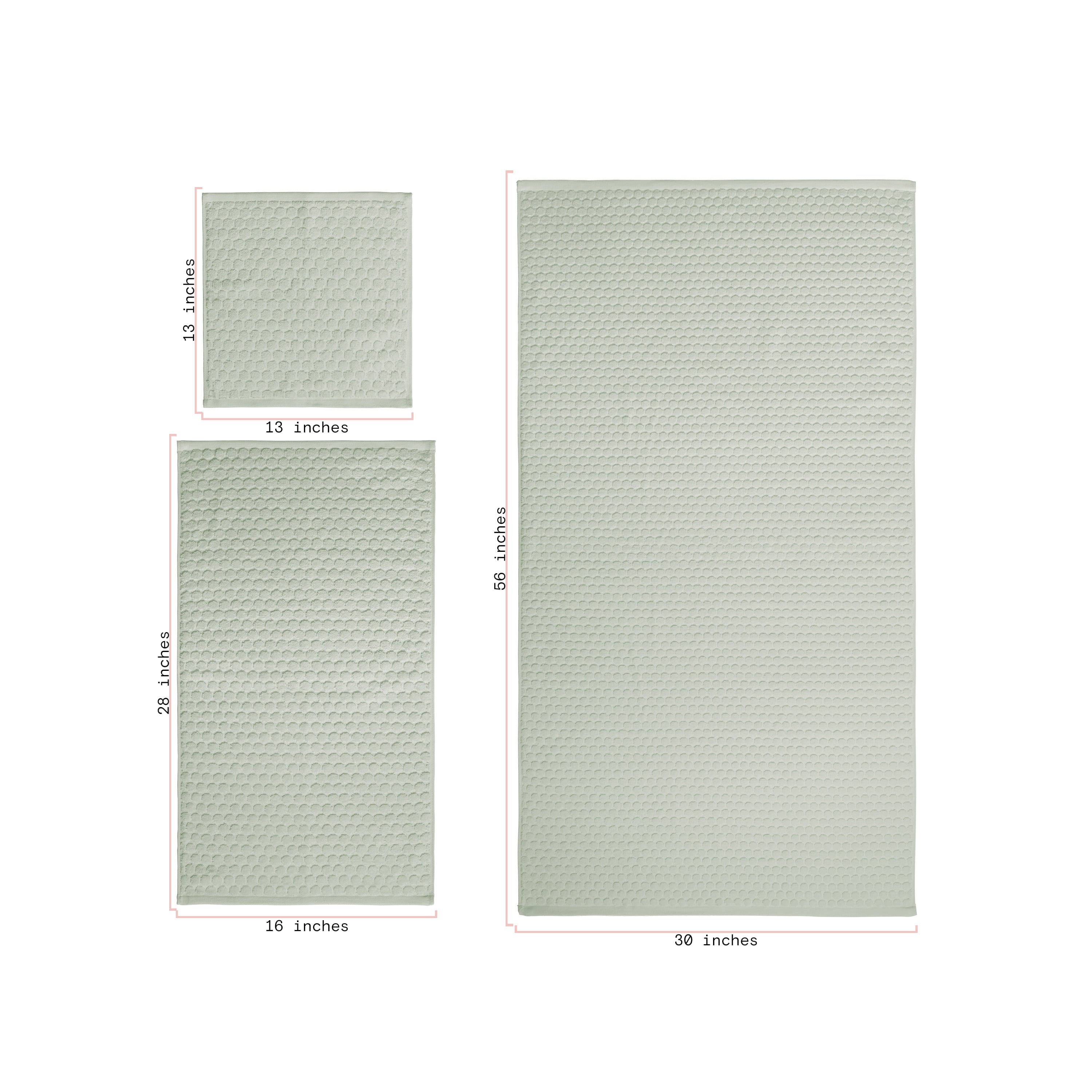 Beautiful by Drew Barrymore 6-Piece Dot Bath Towel Set, Soft 100% Cotton, Sage Green