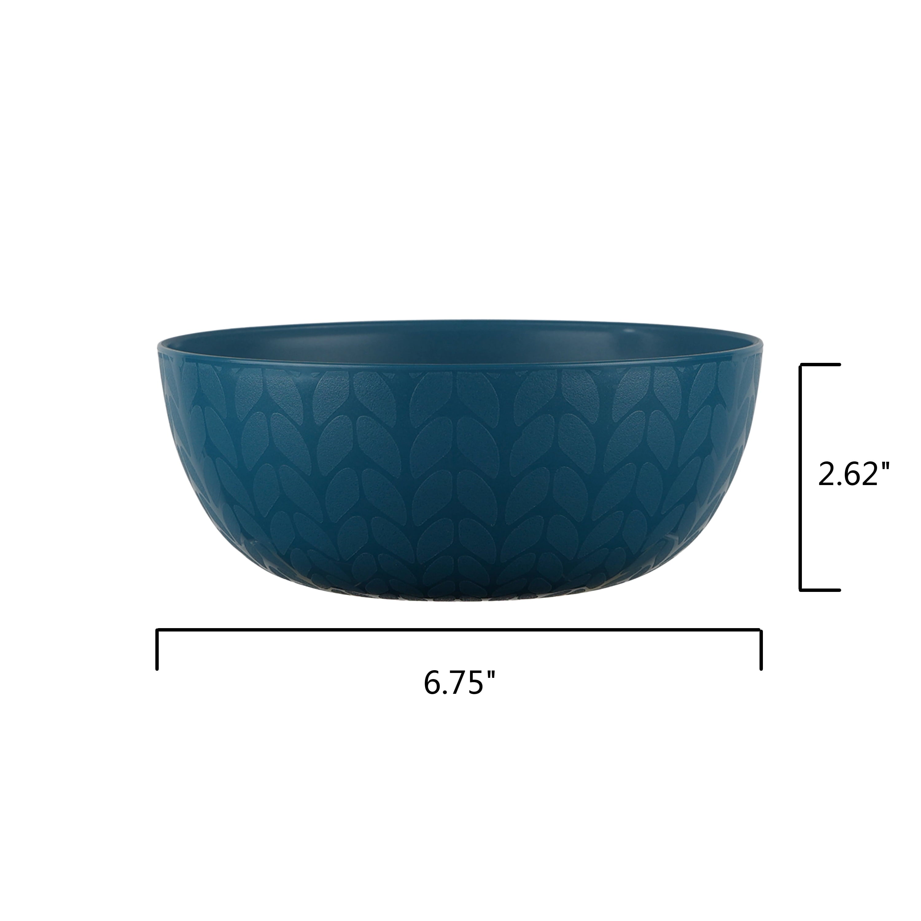 Mainstays - Navy Round Plastic Cereal Bowl, Interwoven Braided Etched, 38-Ounce