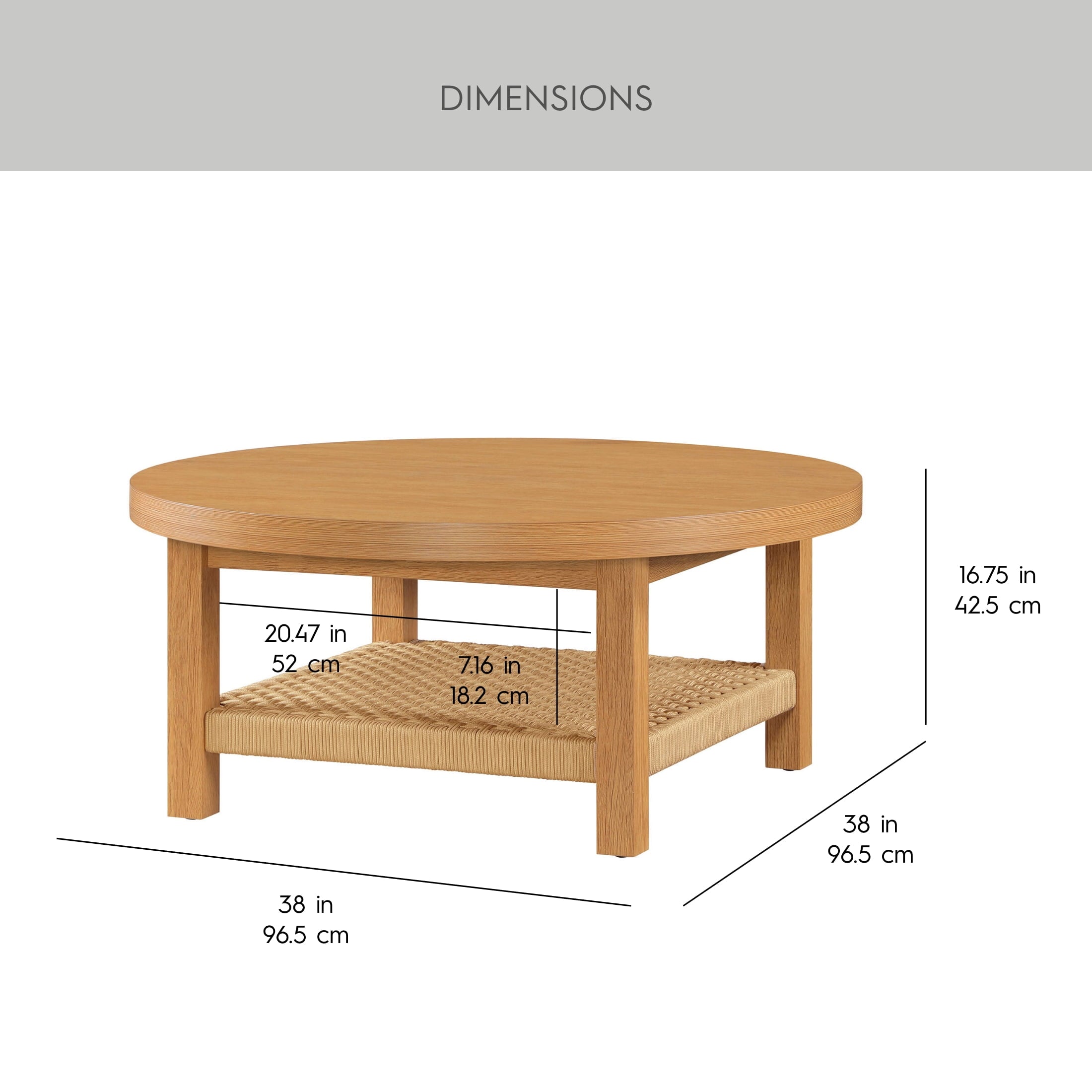 Better Homes & Gardens Vista Woven Coastal Coffee Table, Light Honey
