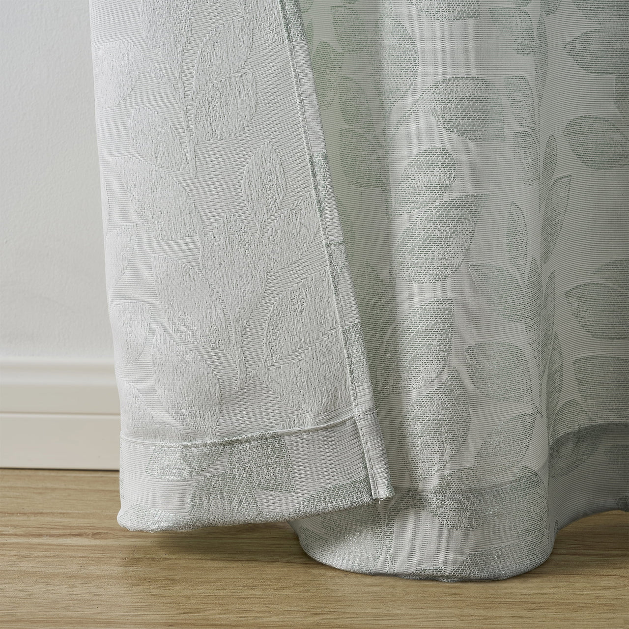 Mainstays Jacquard Leaf Light Filtering Curtain Panel Pair, Set of 2, Soft Sea, 38"W x 84"L