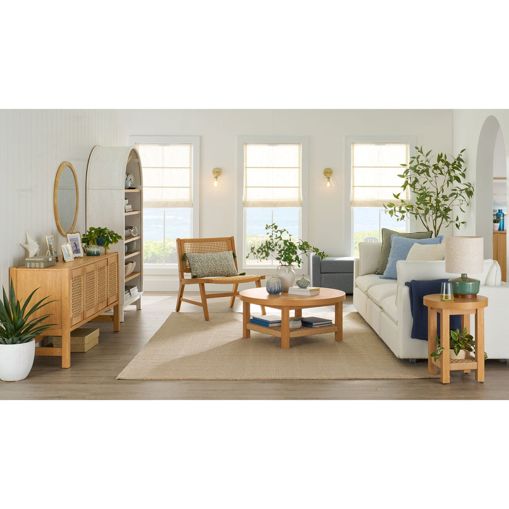 Better Homes & Gardens Vista Woven Coastal Coffee Table, Light Honey