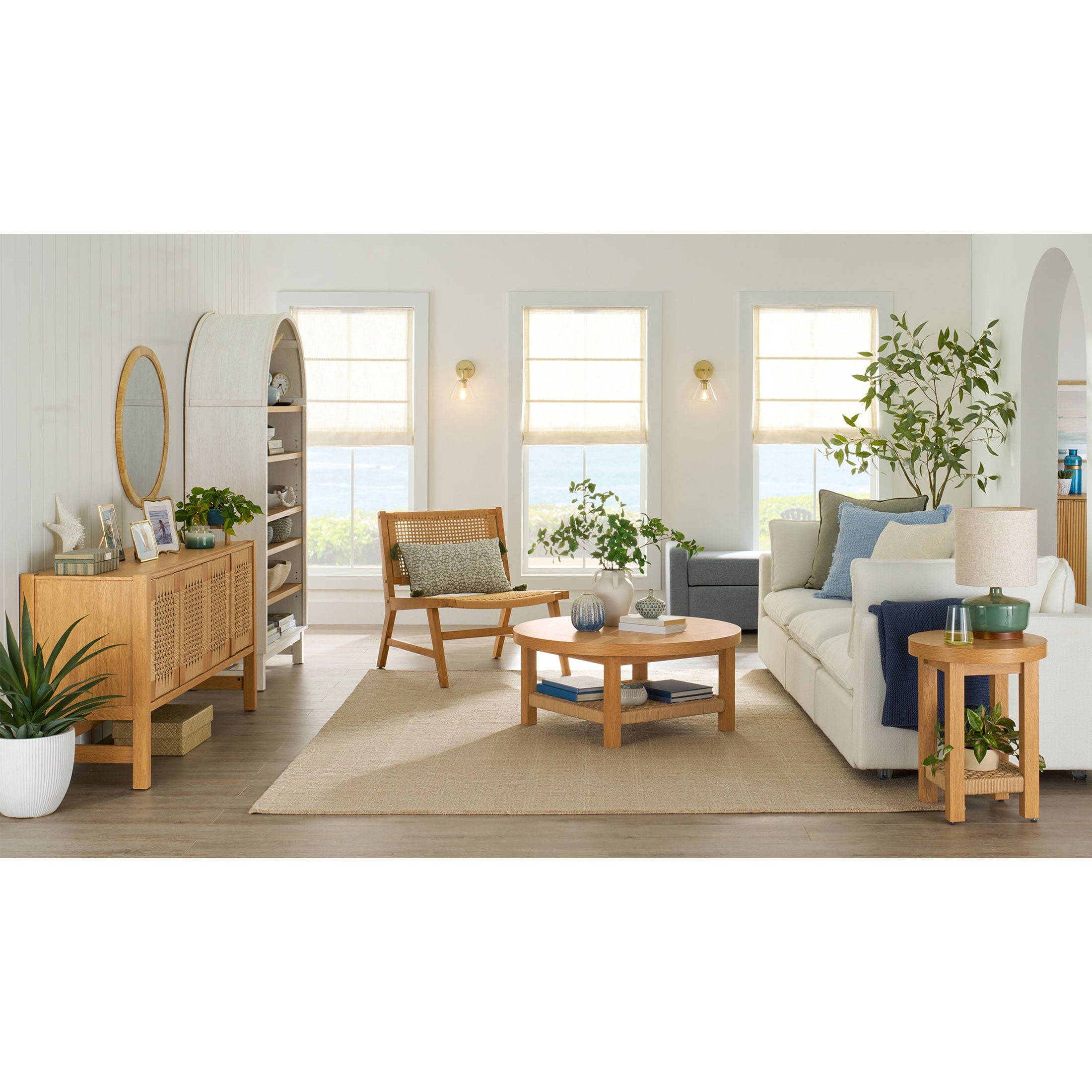 Better Homes & Gardens Vista Woven Coastal Coffee Table, Light Honey