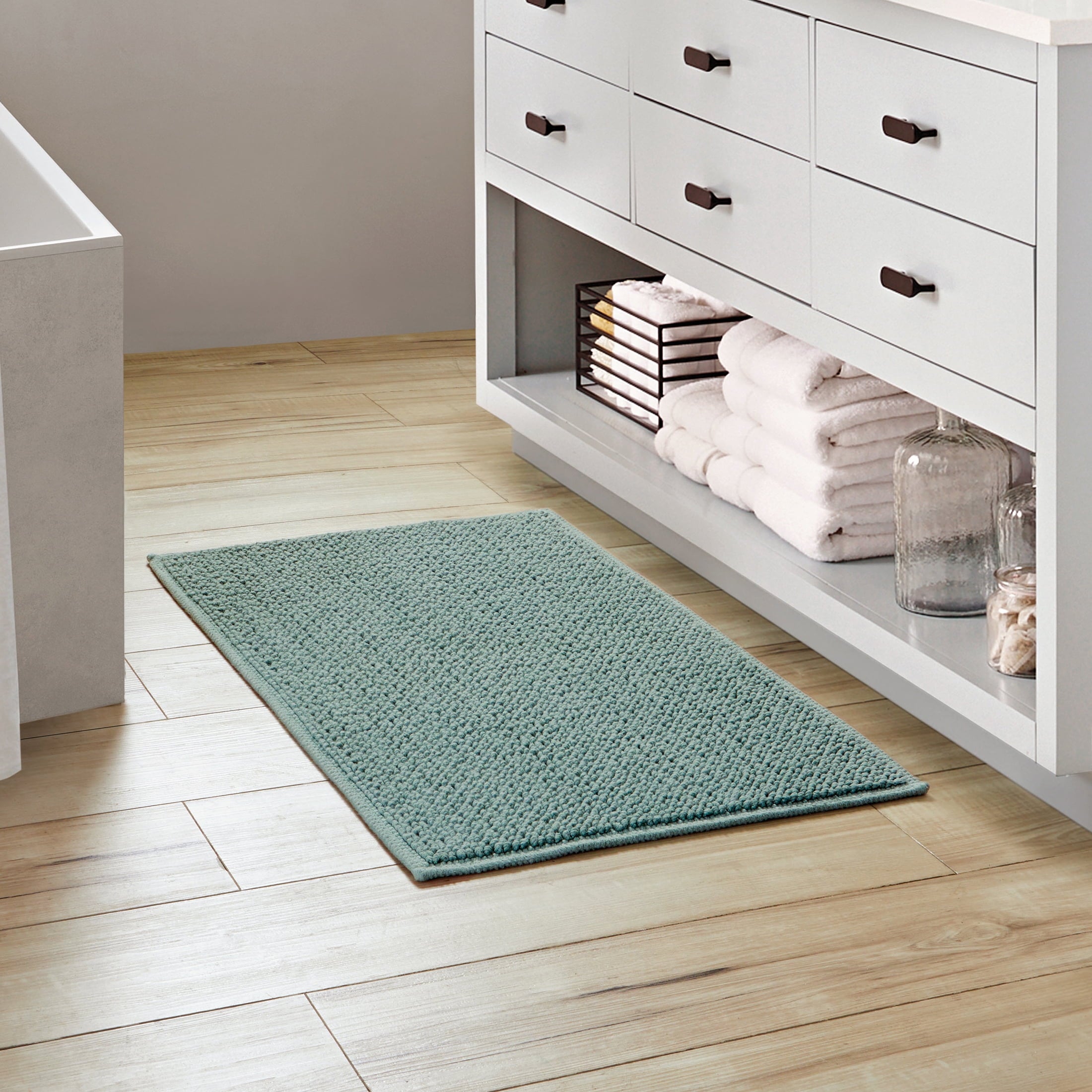 Better Homes & Gardens Signature Soft Cotton Looped Bath Mat, Green River, 20" x 34"