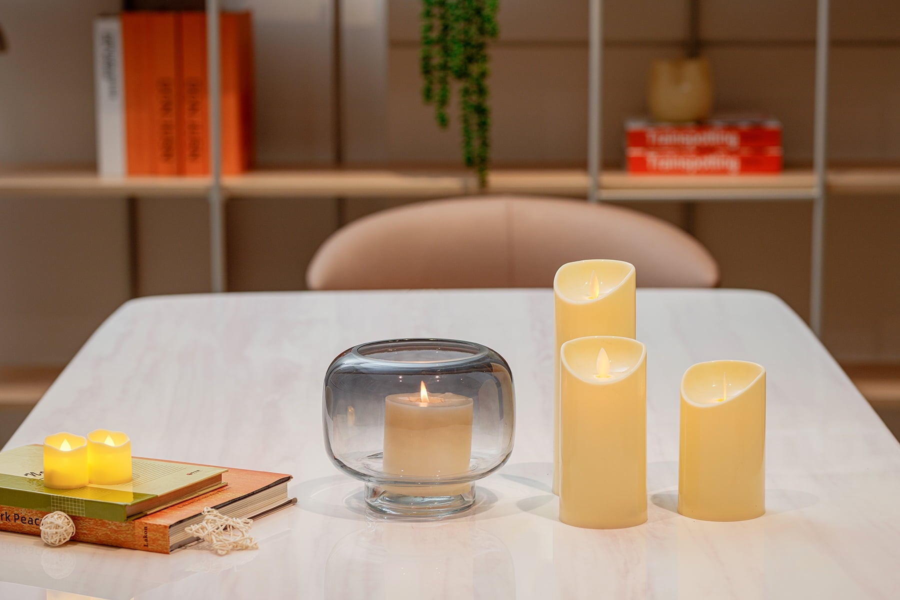 Mainstays 5.2" Smoke Ombre Glass Hurricane Pillar Candle Holder Small