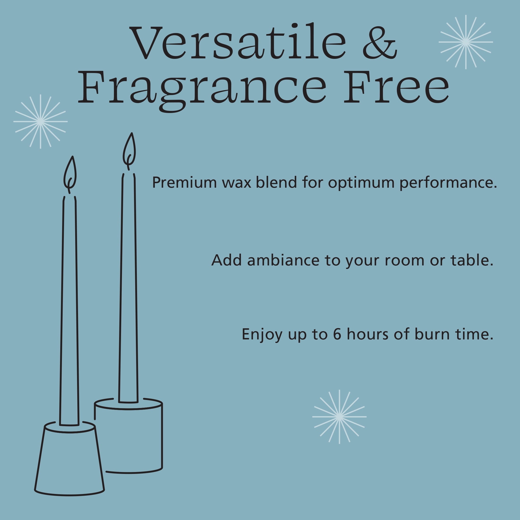 Mainstays Paraffin Wax 10" Ribbed Taper Candle, Unscented, Blue