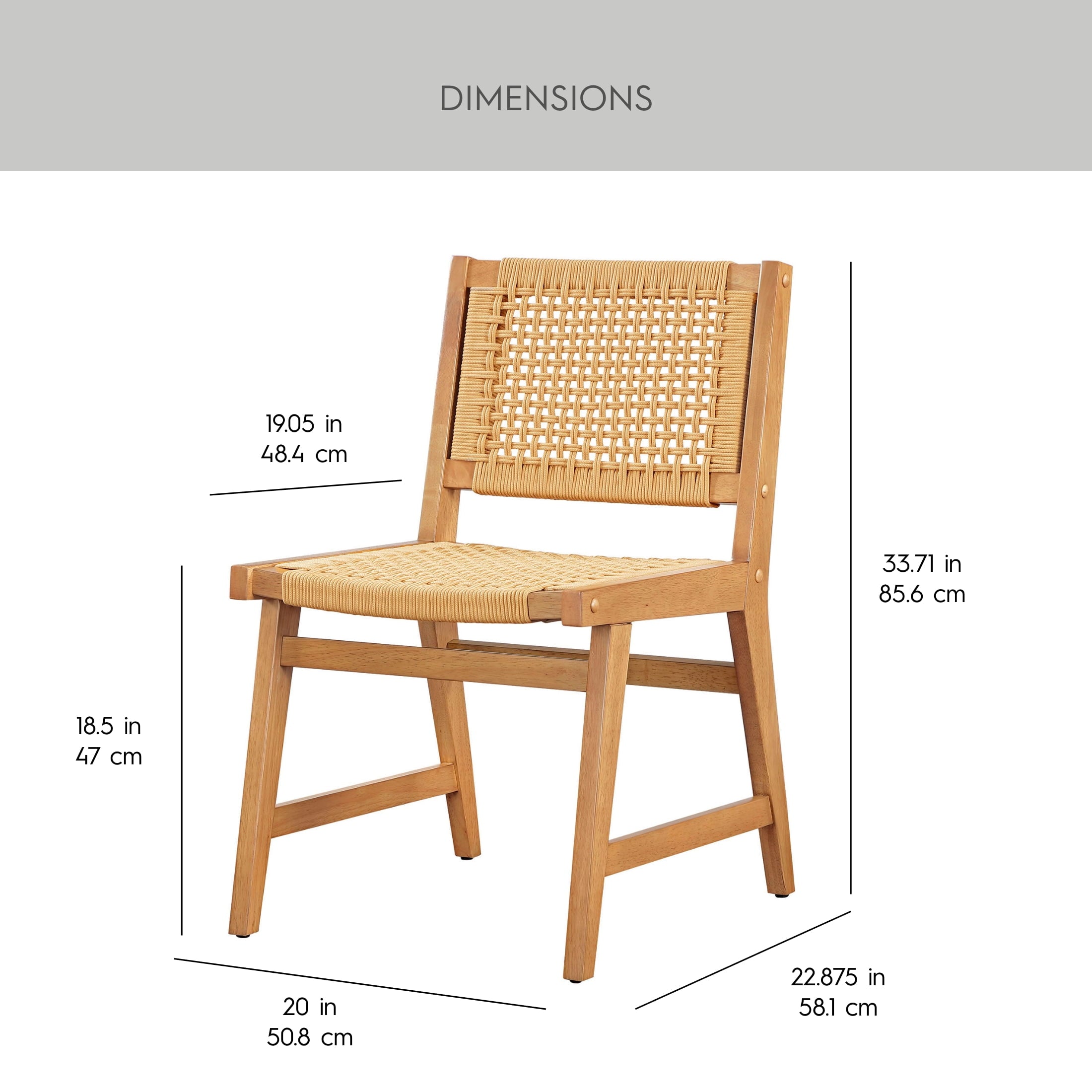 Better Homes & Gardens Vista Woven Coastal Dining Chairs 2 Pack, Light Honey Finish