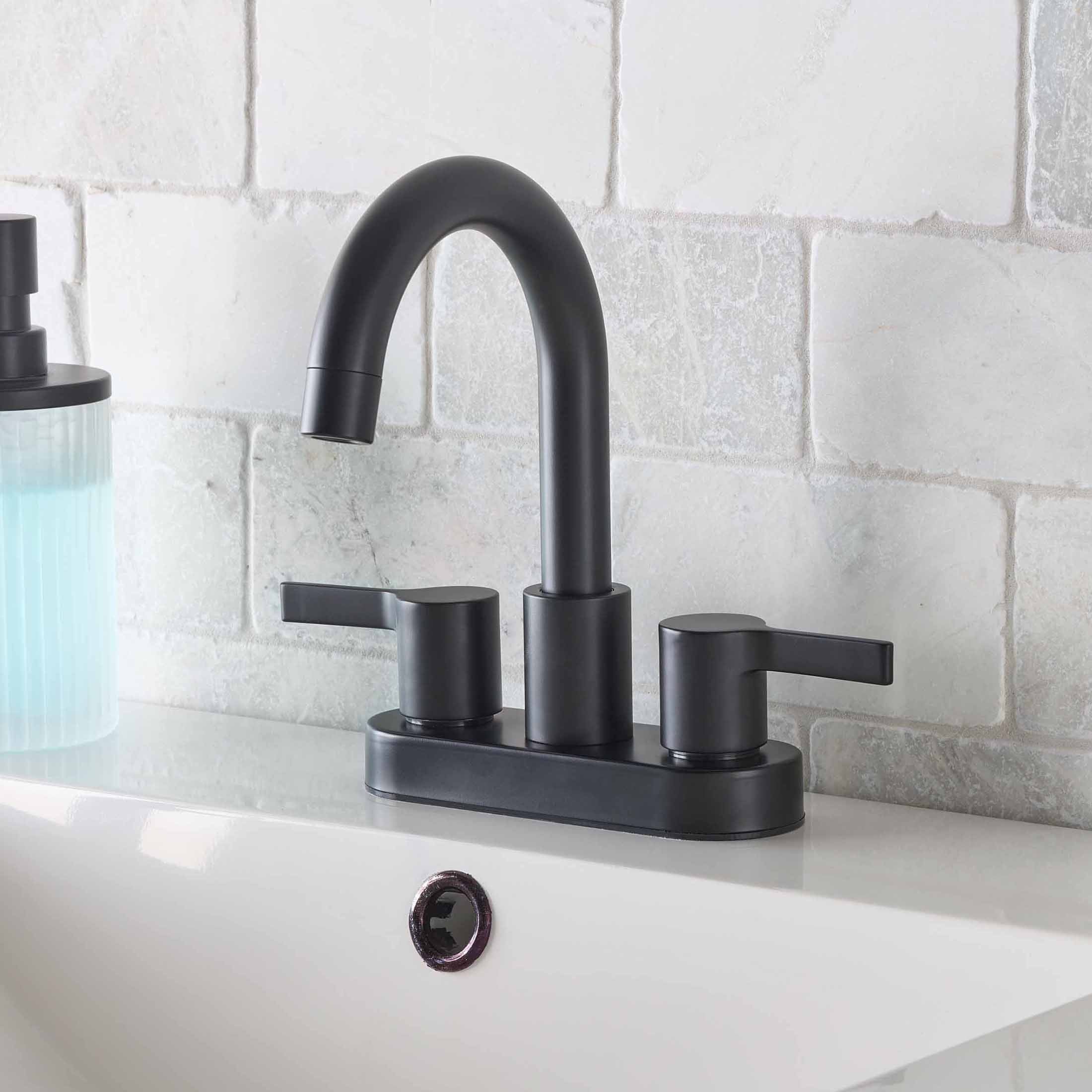 Better Homes & Gardens Clean Modern 4" Centerset Bathroom Faucet in Matte Black