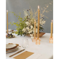 HofferRuffer Set of 3 Taper Glass Candle Holders, Tealight Candlestick Holders for Table Centerpieces, Festival, Wedding Decor and Dinner Party (Yellow)