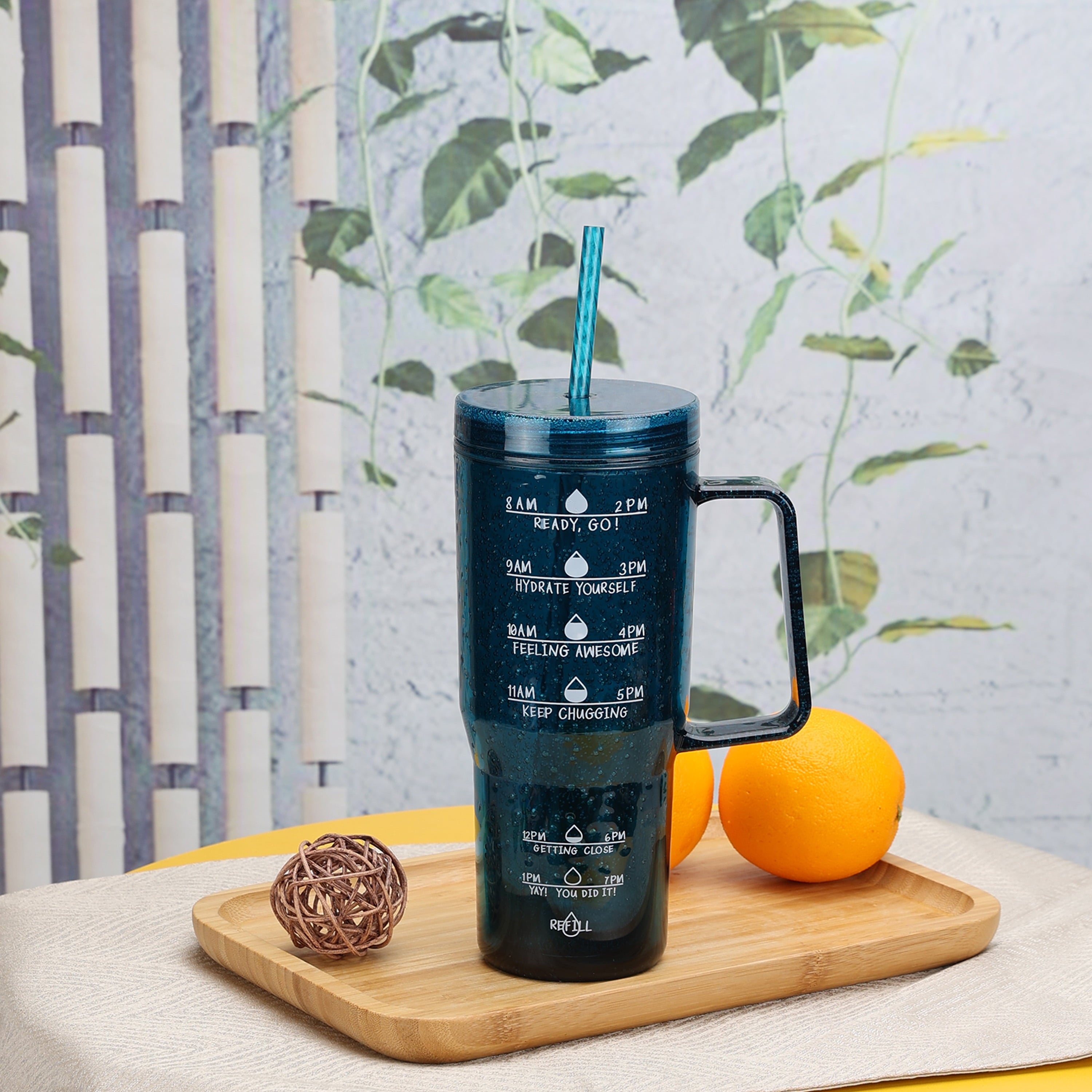 Mainstays 30 oz Blue Bubble Pattern Tumbler with Handle