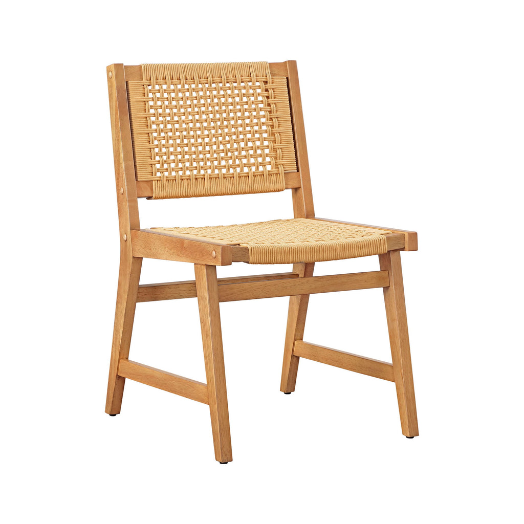 Better Homes & Gardens Vista Woven Coastal Dining Chairs 2 Pack, Light Honey Finish