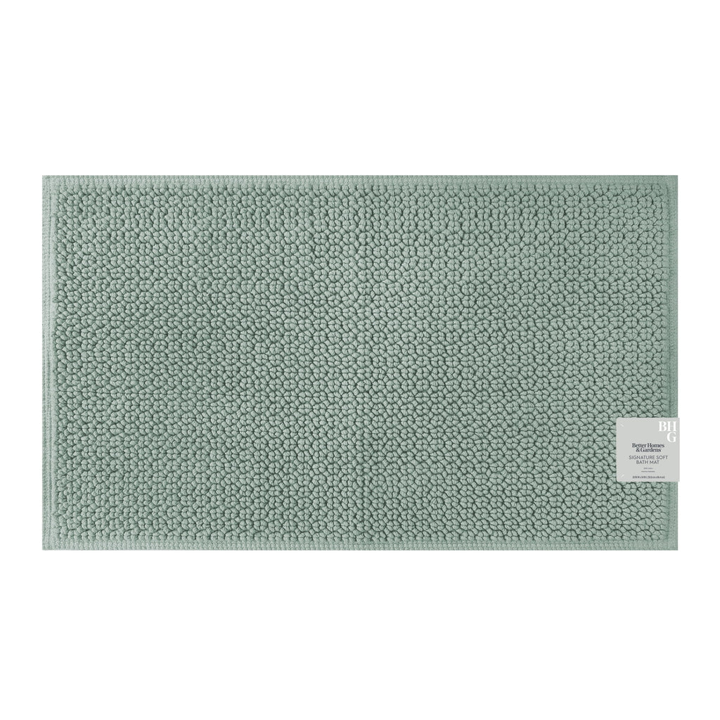 Better Homes & Gardens Signature Soft Cotton Looped Bath Mat, Green River, 20" x 34"