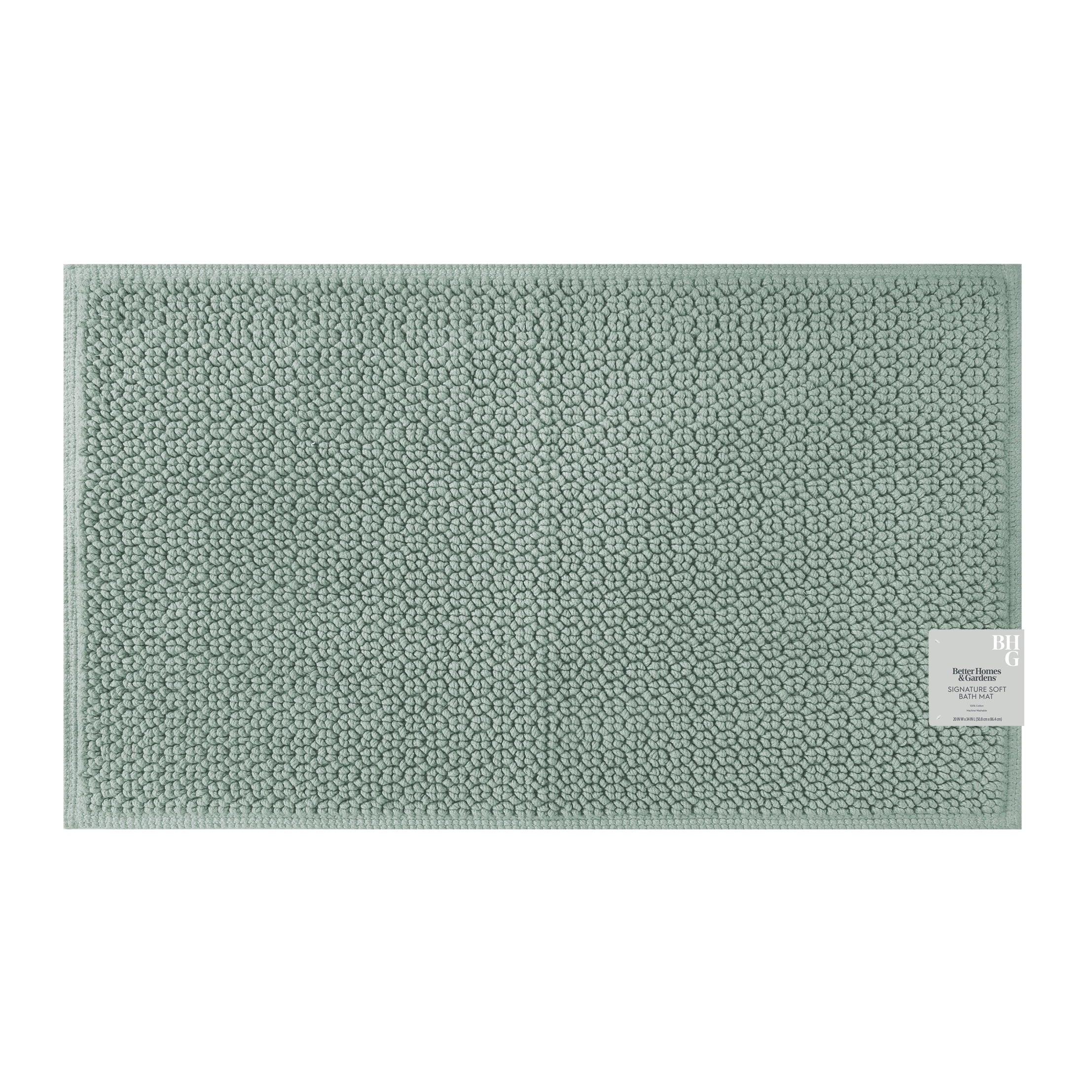 Better Homes & Gardens Signature Soft Cotton Looped Bath Mat, Green River, 20" x 34"