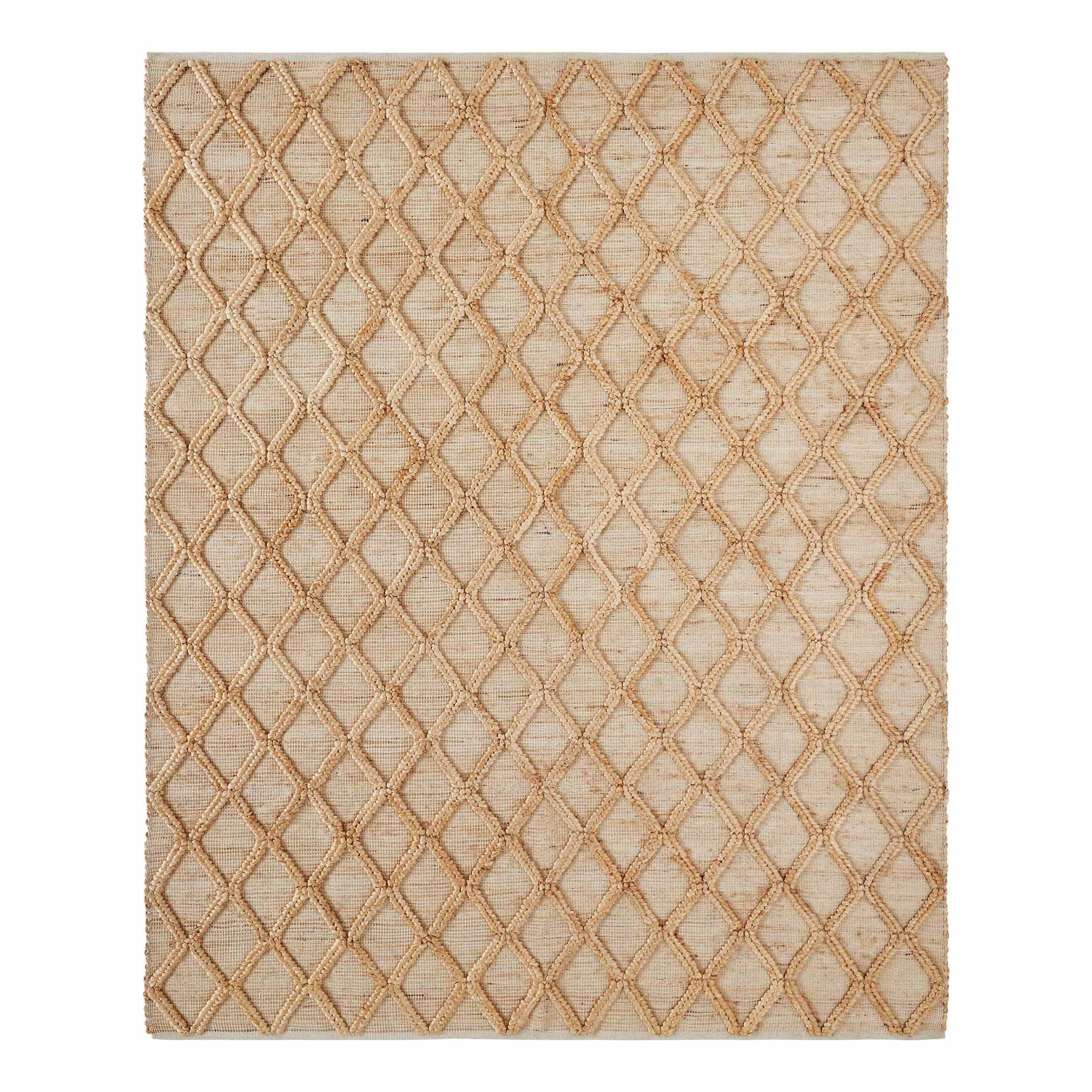 Beautiful Natural Jute Trellis Diamond Indoor Area Rug by Drew Barrymore, 8' x 10'