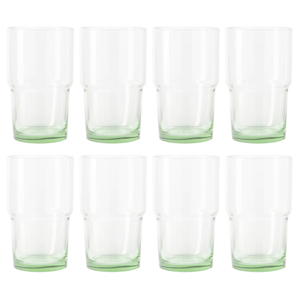 Better Homes & Gardens Clear Green Glass, Glassware, 8 Pack, 15 oz