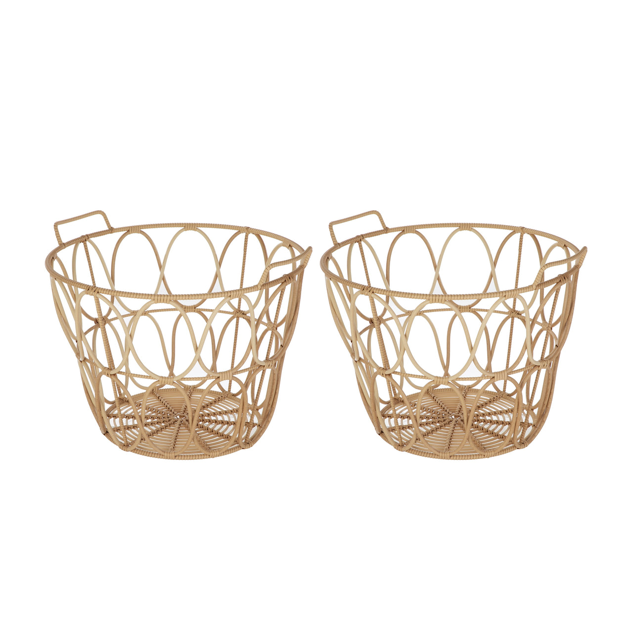 Better Homes & Gardens Extra Large Brown Poly Rattan Storage Baskets with Handles, Set of 2