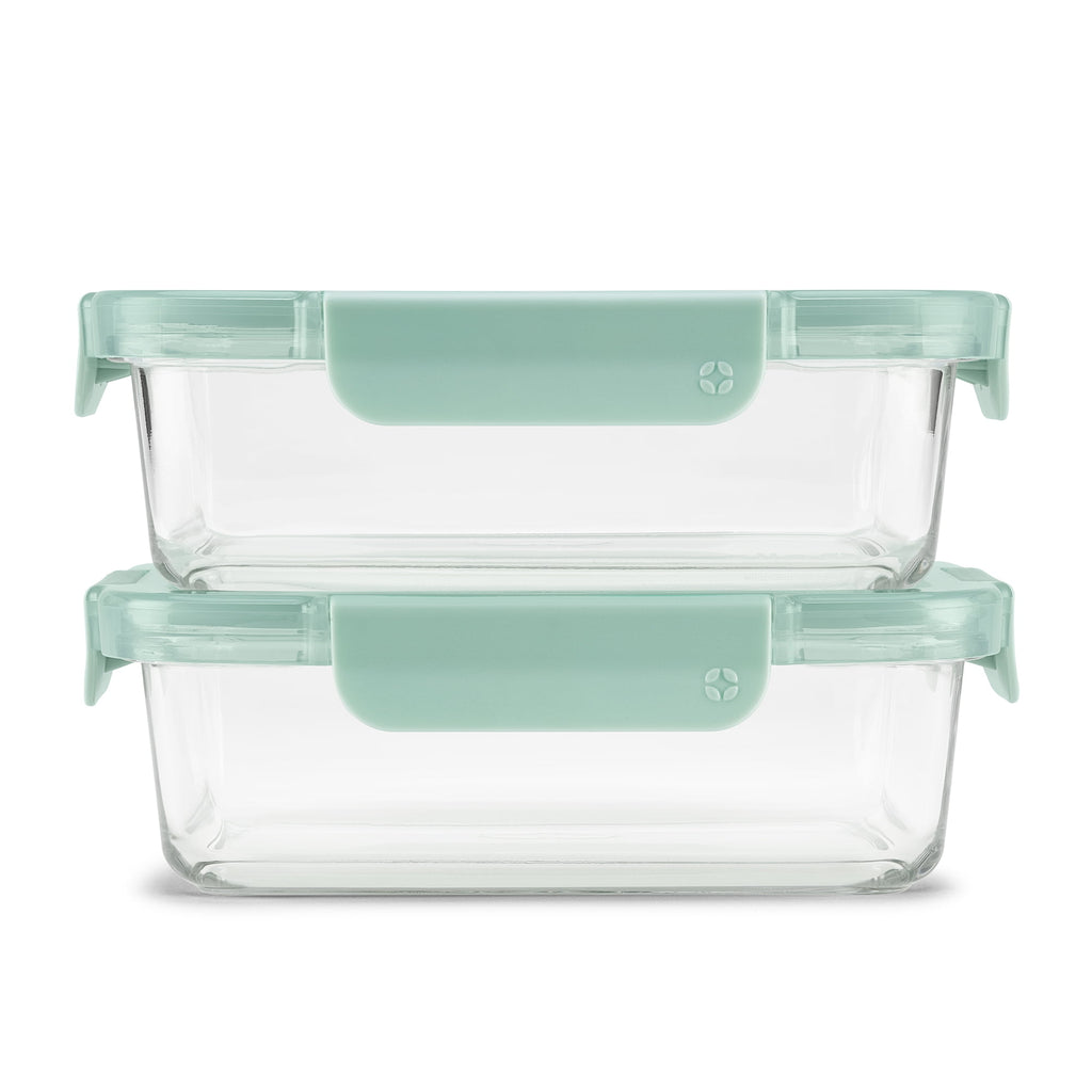 Ello Color Lock 3.4 Cup 2 Pack Glass Meal Prep Containers with Locking Lids