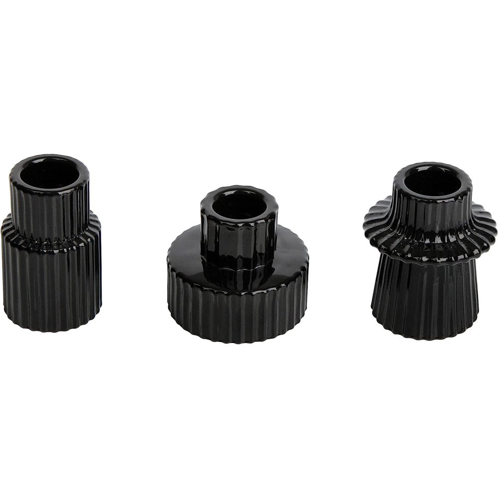 HofferRuffer Set of 3 Taper Glass Candle Holders, Tealight Candlestick Holders for Table Centerpieces, Festival, Wedding Decor and Dinner Party (Yellow)