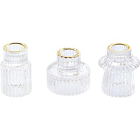 HofferRuffer Set of 3 Taper Glass Candle Holders, Tealight Candlestick Holders for Table Centerpieces, Festival, Wedding Decor and Dinner Party (Yellow)